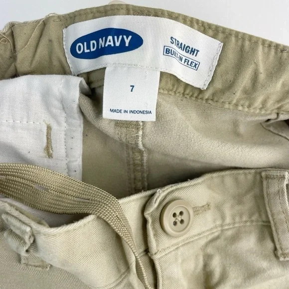 OLD NAVY Boys Kids Straight Built-in Flex stretch Chinos Khaki Color Size 7 - Picture 3 of 5